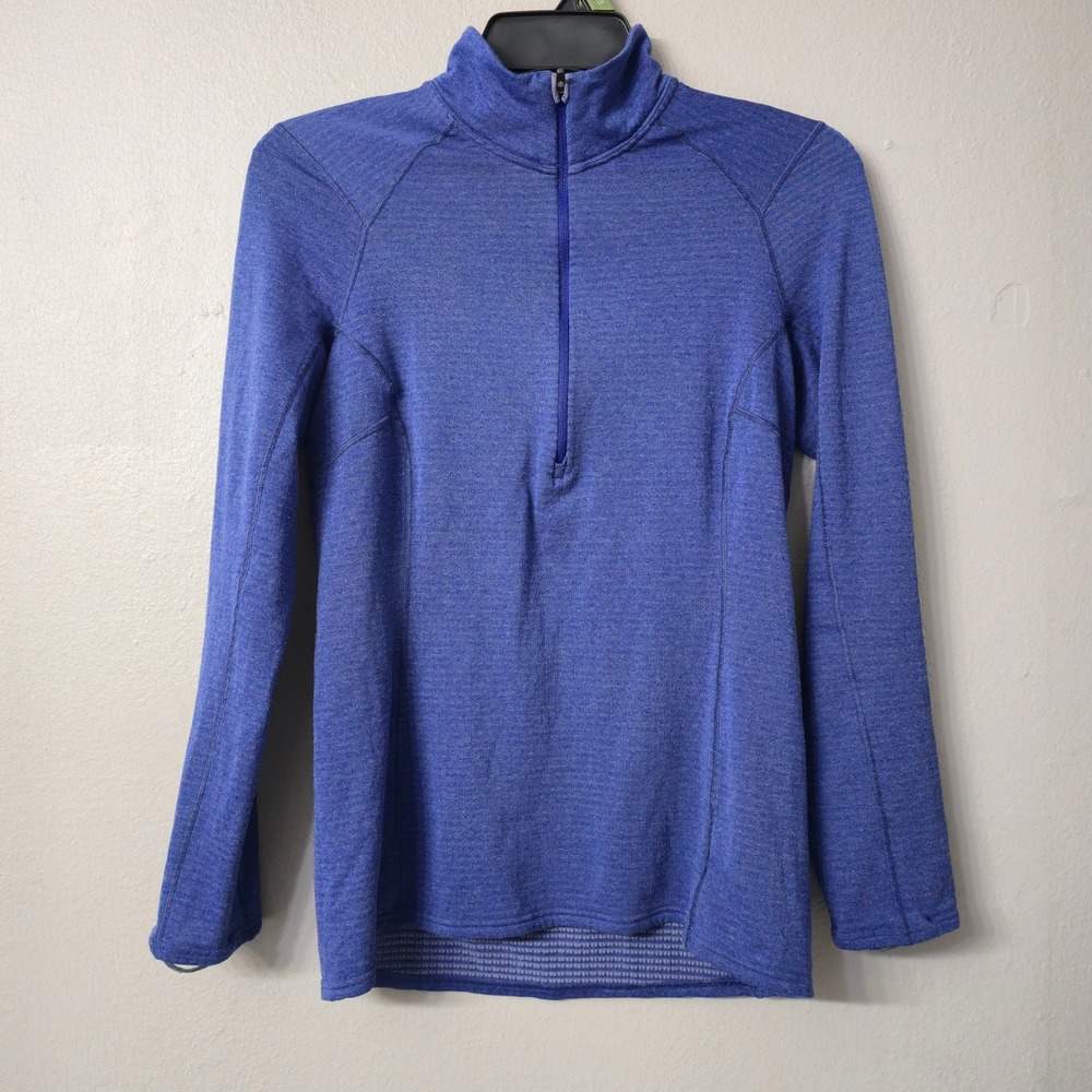 Patagonia Capilene Thermal Weight 1/4 Zip Pullover Blue Grid Fleece Womens S